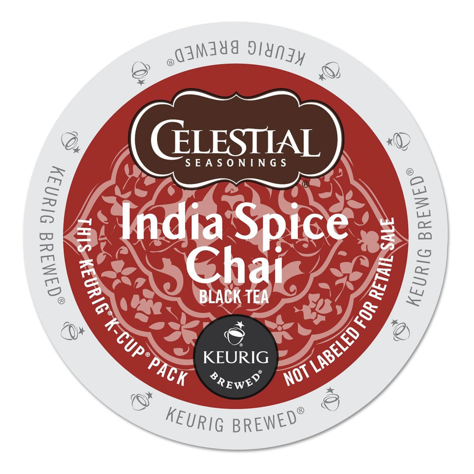Celestial Seasonings India Spice Chai K-Cup packaging ready for Keurig brewers