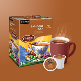 Celestial Seasonings India Spice Chai spices close-up showing cinnamon and cardamom.