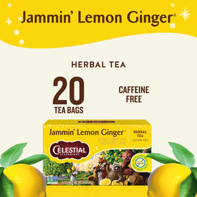 Steaming cup of Jammin' Lemon Ginger tea highlighting bright aroma.