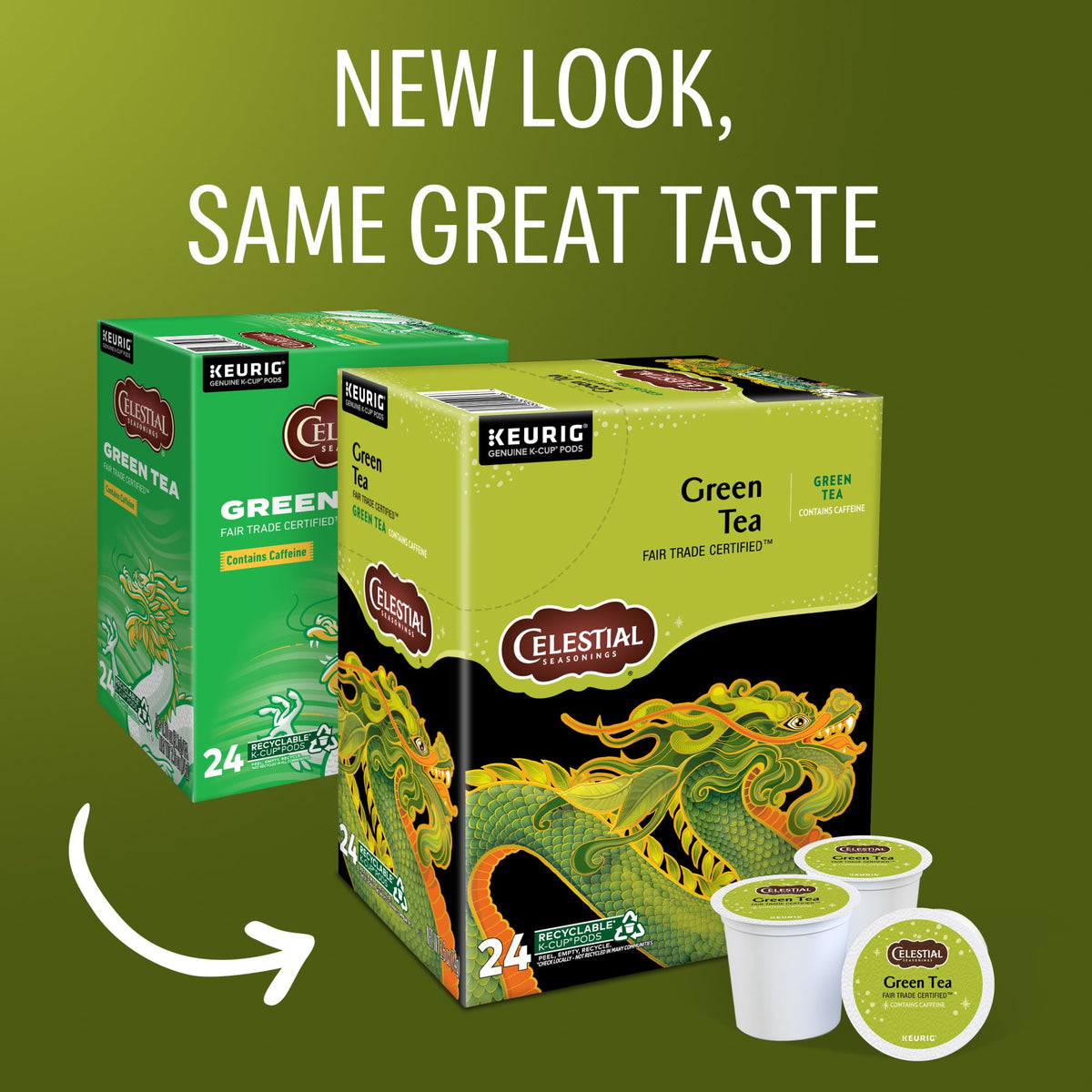 Celestial Seasonings K-Cup pod display for easy pantry access.