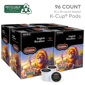 Celestial Seasonings K Cup pods on recyclable packaging