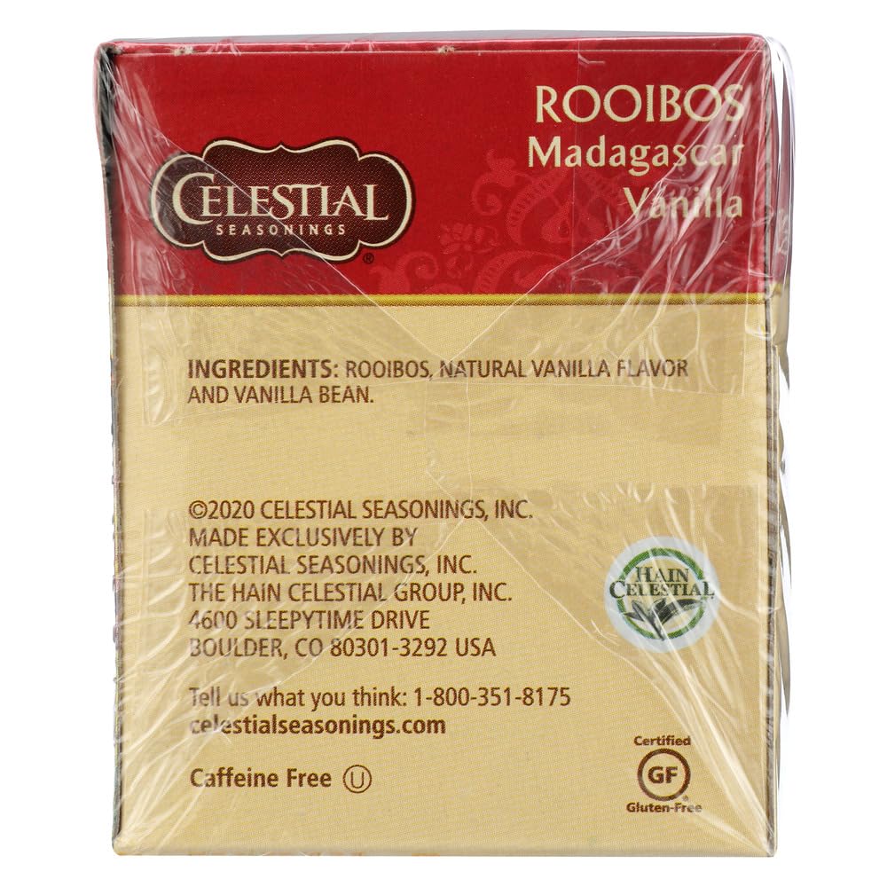 Warm cup beside a cozy setting featuring Celestial Seasonings Madagascar Vanilla Rooibos.