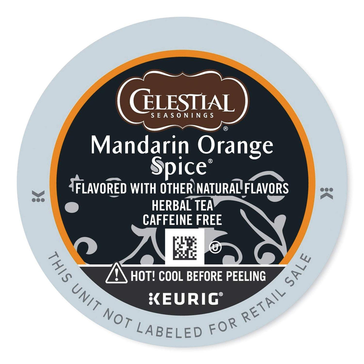 Celestial Seasonings Mandarin Orange Spice tea pod for Keurig; convenient caffeine-free flavor.