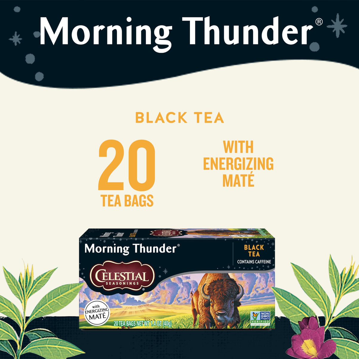 Morning Thunder box packaging on the shelf highlighting sustainable design.