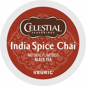 Celestial Seasonings Original India Spice Chai K-Cup Pod, front view for quick, aromatic brew.