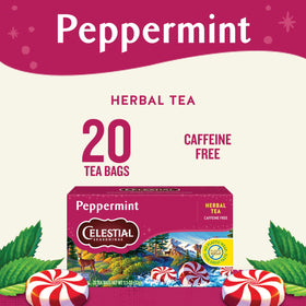 Steam rising from Celestial Seasonings peppermint tea while steeping.
