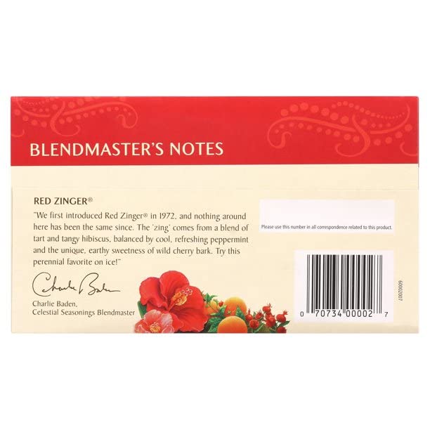 Celestial Seasonings Red Zinger brew steeping, vibrant aroma awakening the senses.