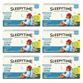 Celestial Seasonings Sleepytime Extra tea bag in a mug for a calming evening ritual