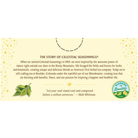 Celestial Seasonings Sleepytime Mint packaging recycling emphasizes sustainability and reduced waste
