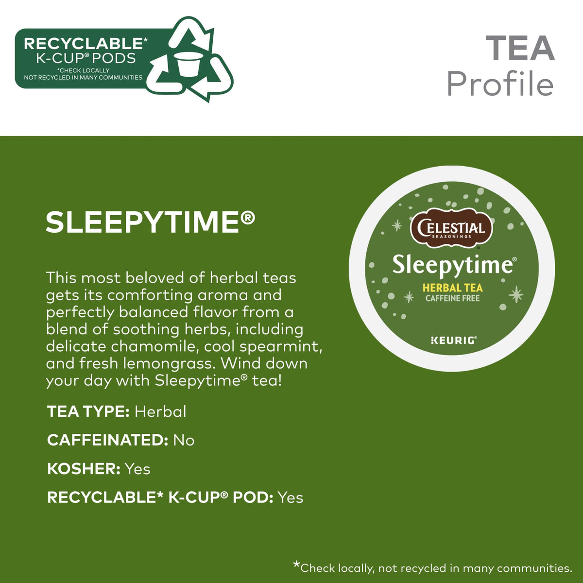 Closeup of Celestial Seasonings Sleepytime pod highlighting herbal blend.