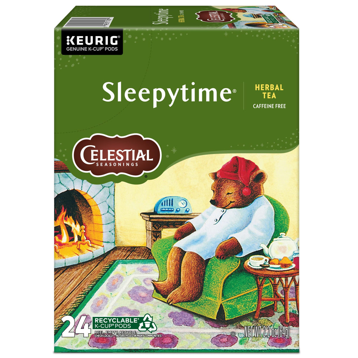 Brewing ritual with Celestial Seasonings Sleepytime pod ready for calm.