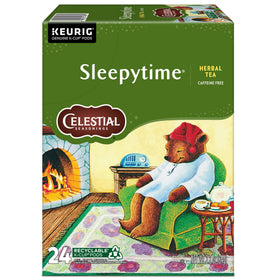 Brewing ritual with Celestial Seasonings Sleepytime pod ready for calm.