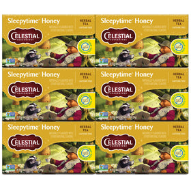 Celestial Seasonings Sleepytime tea bags ready to steep for a calming cup