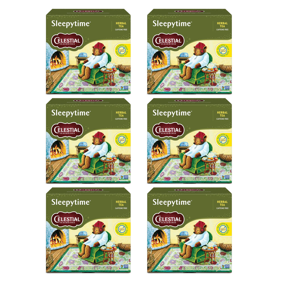 Celestial Seasonings Sleepytime tea box pack showing a calming evening ritual