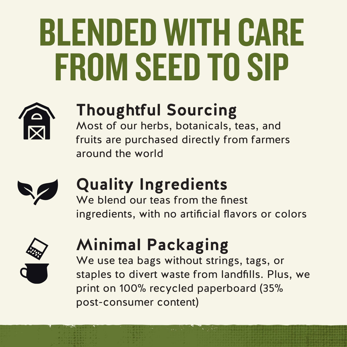 Sleepytime label detail emphasizing ethical sourcing and quality ingredients