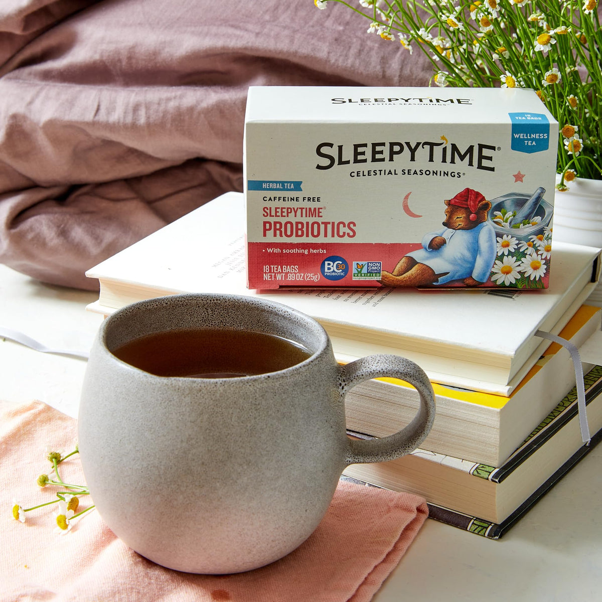 Celestial Seasonings Sleepytime Throat Tamer tea bag for gentle relief