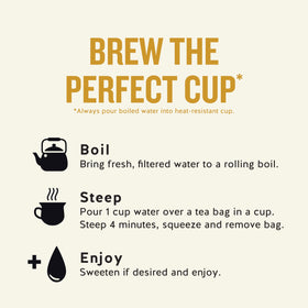 Celestial Seasonings steeping time 4-6 minutes guides optimal flavor.