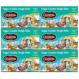 Celestial Seasonings Sugar Cookie Sleigh Ride boxes, eco-packaged for holiday gifting.