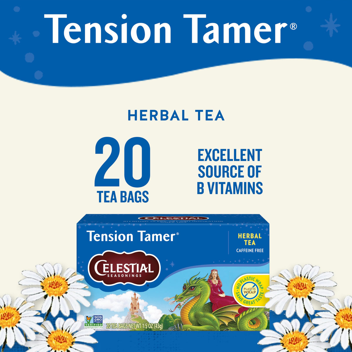 Celestial Seasonings Tension Tamer tea being steeped in a cup for a calming moment