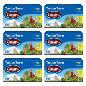Celestial Seasonings Tension Tamer tea box packaging with eco-friendly materials