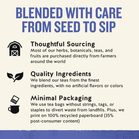 Celestial Seasonings True Blueberry dried botanicals appear in the blend image