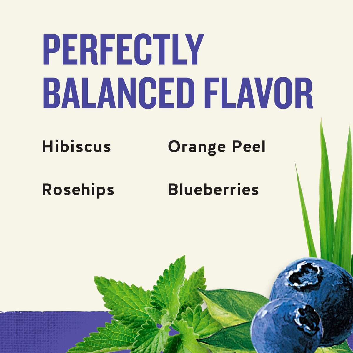 Dried wild blueberries highlight the berry-forward herbal flavor profile.