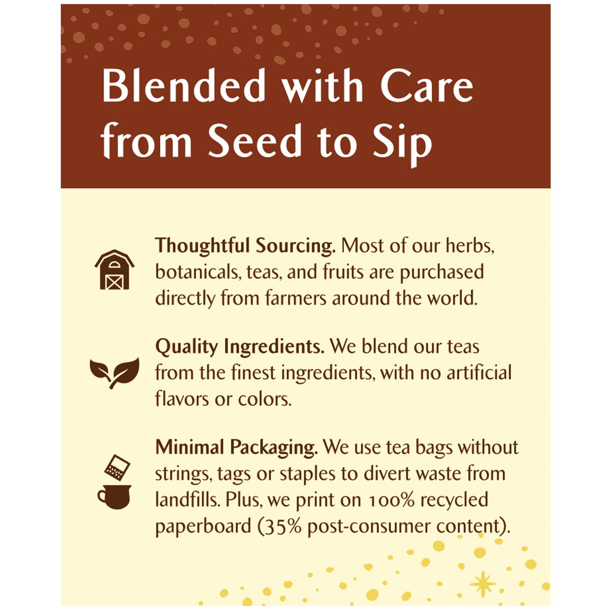 Celestial Seasonings Fireside Vanilla Spice tea blend with warm vanilla and spices.