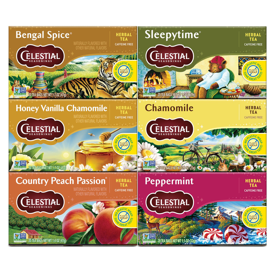 Celestial Seasonings Bengal Spice tea box from the variety pack, bold flavor for cozy moments.