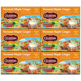 Celestial Seasonings Vermont Maple Ginger tea boxes, six-pack bundle, caffeine-free and flavorful.