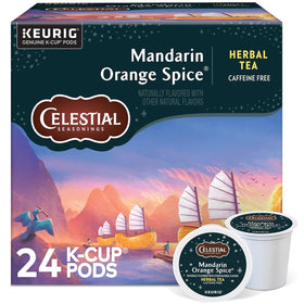 Celestial Seasonings Mandarin Orange Spice tea cup with steaming aroma for a cozy afternoon.