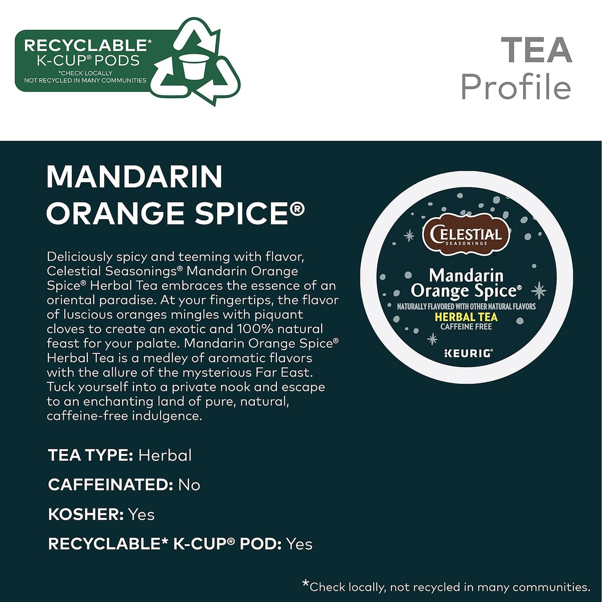 Celestial Seasonings Mandarin Orange Spice tea in a glass shows amber color.
