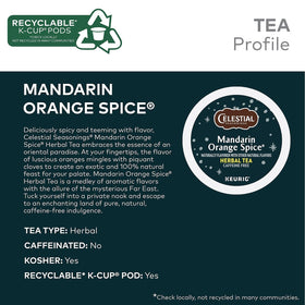 Celestial Seasonings Mandarin Orange Spice tea in a glass shows amber color.