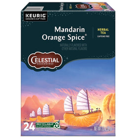 Celestial Seasonings orange peels and clove spices on display for aroma.