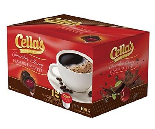Cella's Chocolate Cherry packaging closeup highlighting premium flavor branding.
