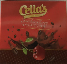 Cella's Chocolate Cherry steam rising from brew, inviting aroma.