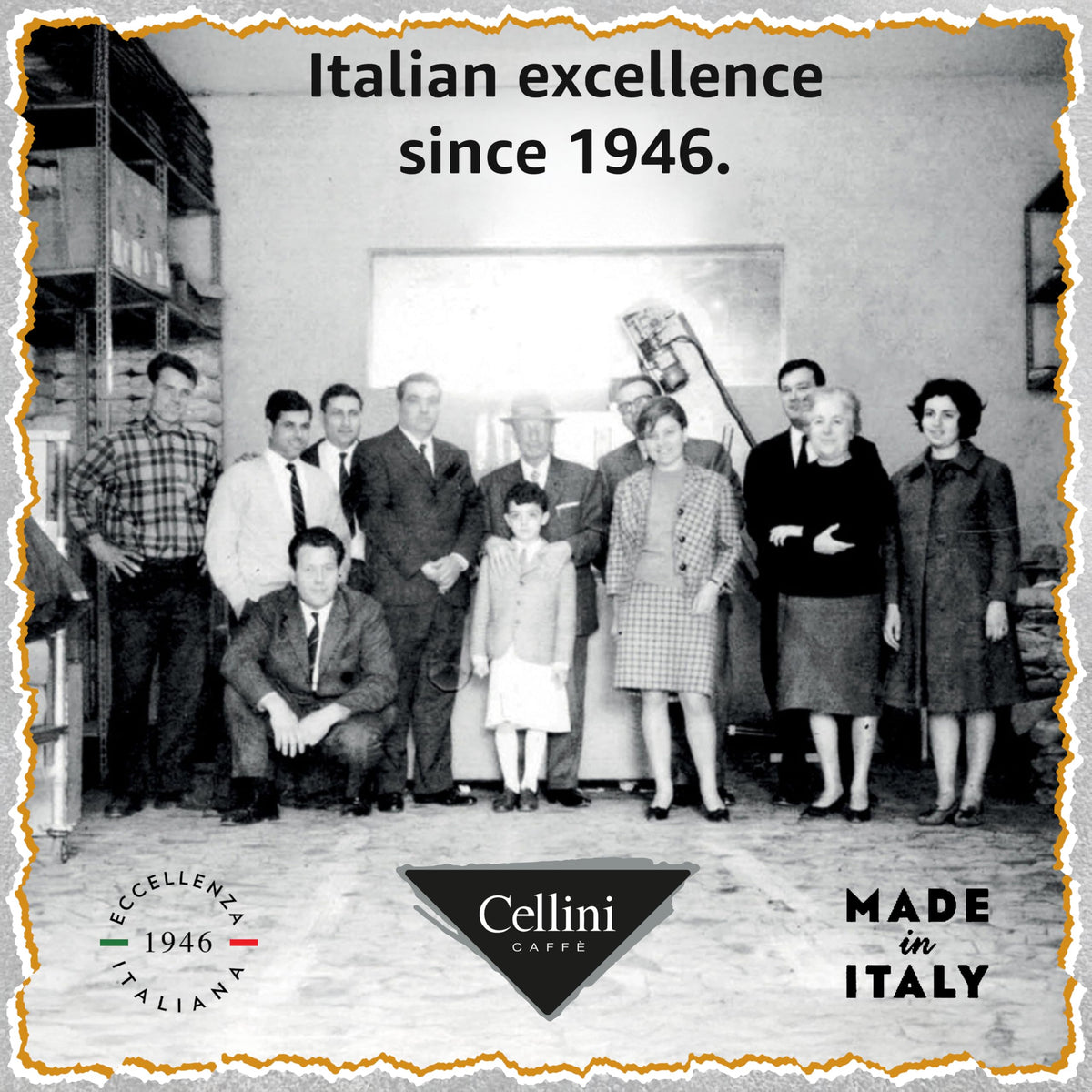 Cellini Caffè Cappuccino Cremoso label emphasizes Italian-made quality and roast.