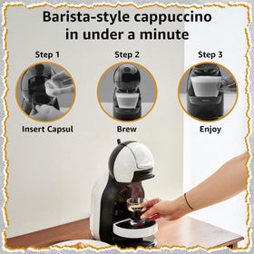 Pouring creamy milk foam from a Cellini capsule for a cafe-style drink.