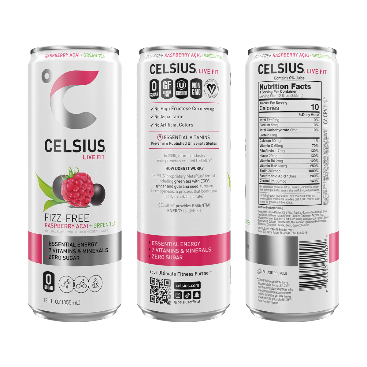 CELSIUS 12-pack energy drink cans offering convenient on-the-go boost.