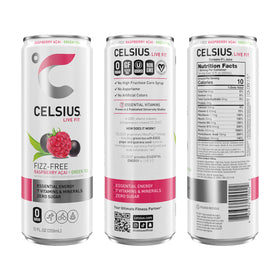 CELSIUS 12-pack energy drink cans offering convenient on-the-go boost.