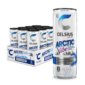 CELSIUS Arctic Vibe can close-up highlights zero sugar energy for on-the-go performance