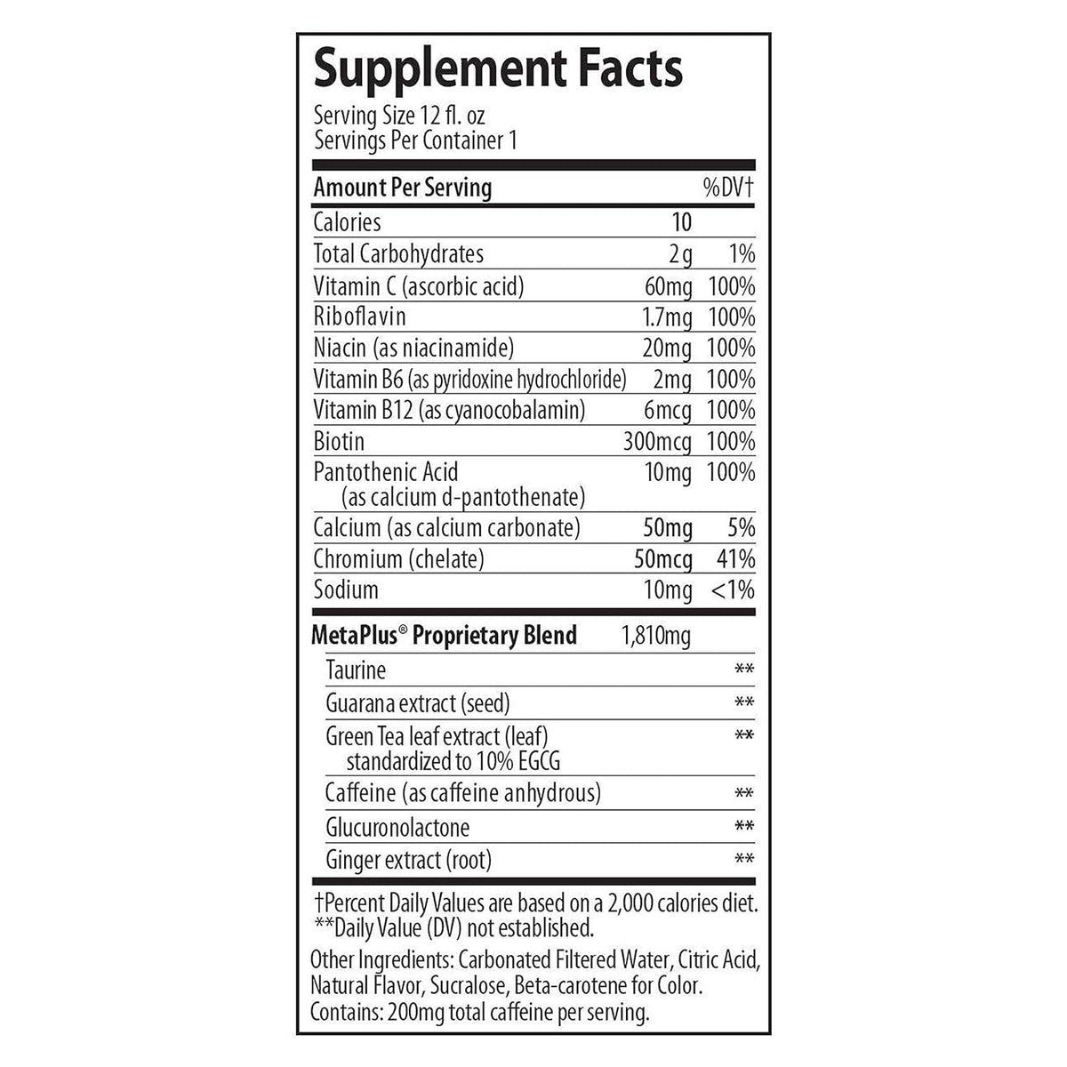 Celsius can graphic close-up emphasizes MetaPlus blend and zero sugar.