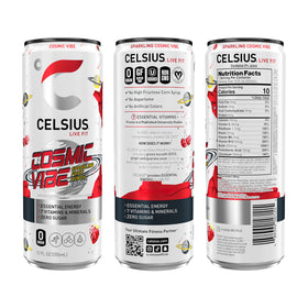 CELSIUS Cosmic Vibe can-in-hand demonstrates portable energy on the go.