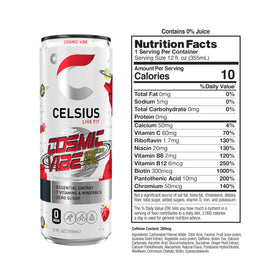 CELSIUS Cosmic Vibe pour-into-glass captures sparkling fruit flavor and refreshing finish.