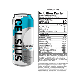 CELSIUS Essentials 270 mg caffeine per can for sustained energy during activity
