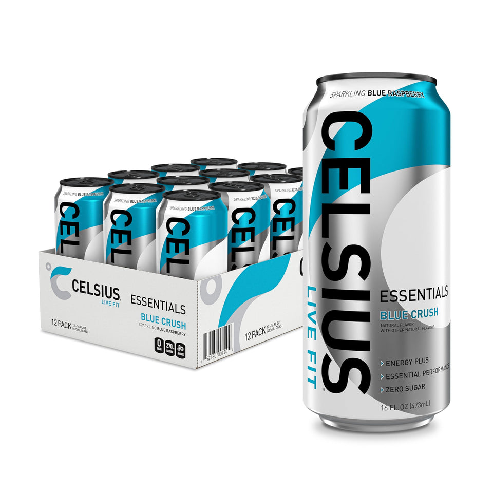 CELSIUS Essentials Sparkling Blue Crush can ready for workouts