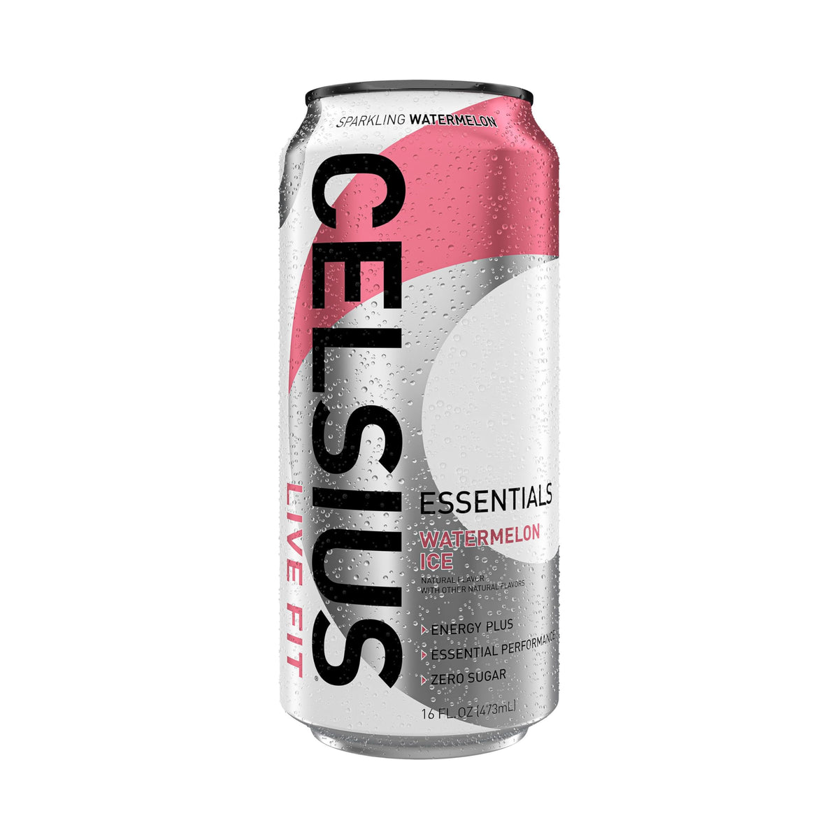 CELSIUS ESSENTIALS Sparkling Watermelon Ice macro shot emphasizes candy-like sweetness.