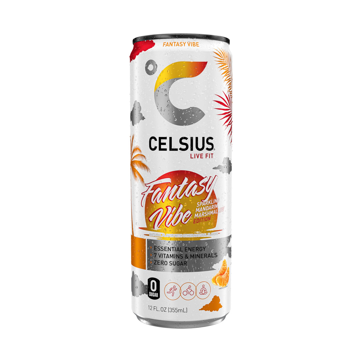 CELSIUS Fantasy Vibe empty 12-pack packaging ready for travel fueling.