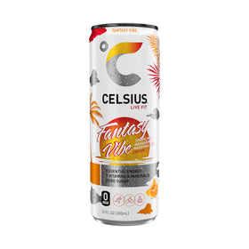 CELSIUS Fantasy Vibe empty 12-pack packaging ready for travel fueling.