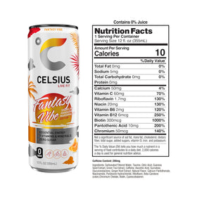 CELSIUS Fantasy Vibe green tea EGCG ingredients highlight clean energy.