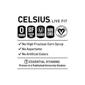 CELSIUS Pink Lemonade label closeup – key ingredients highlighted for clean energy.